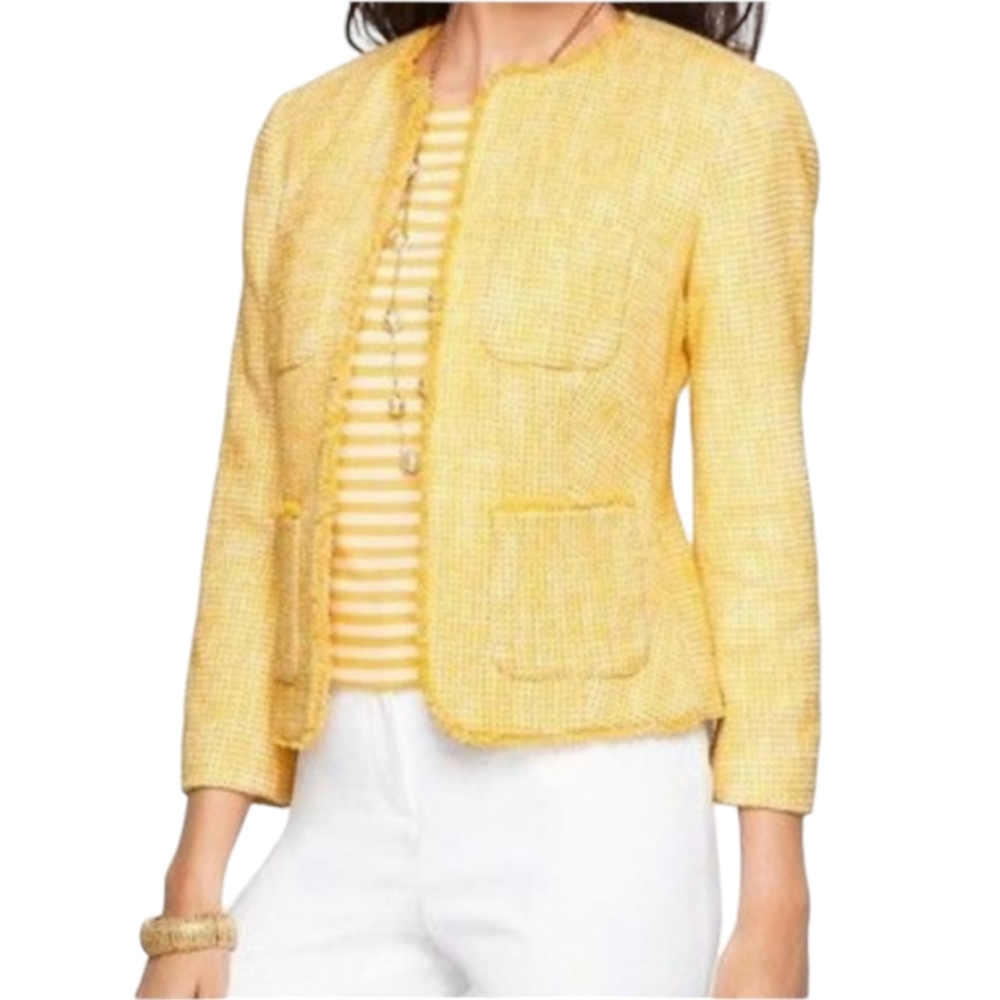 Talbots Yellow Tweed Blazer Classic Structured Design